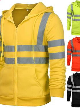 VICABO Men Stripe Patchwork Hooded Jacket Ski Hoodies Refle