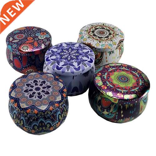 6Pcs/Lot Metal Tin Jars with Lids Vintage Flower Printed