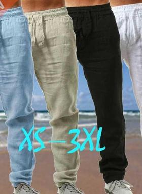 Men's Trousers Cotton Linen Pants Male Summer Solid Color Li