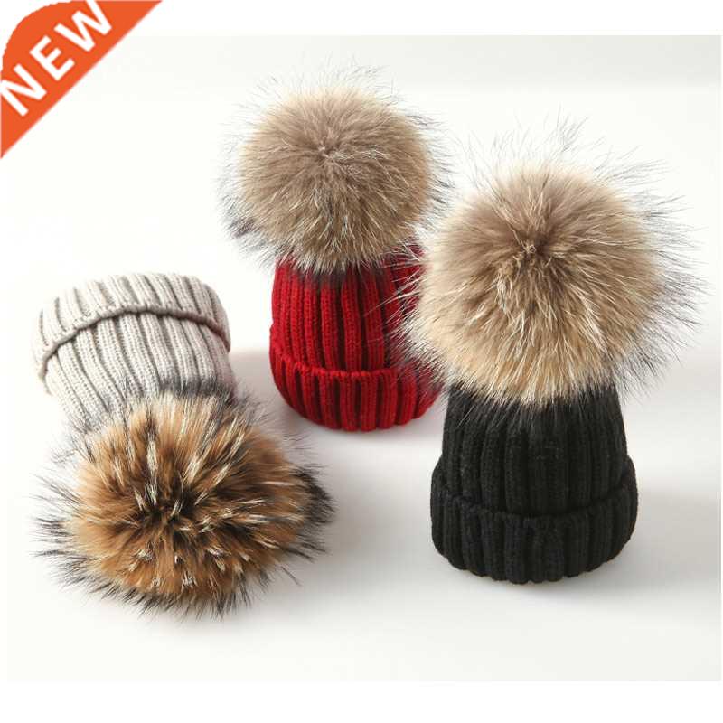Winter Brand Female Fur Pom Poms hat Winter Hat For Women Gi