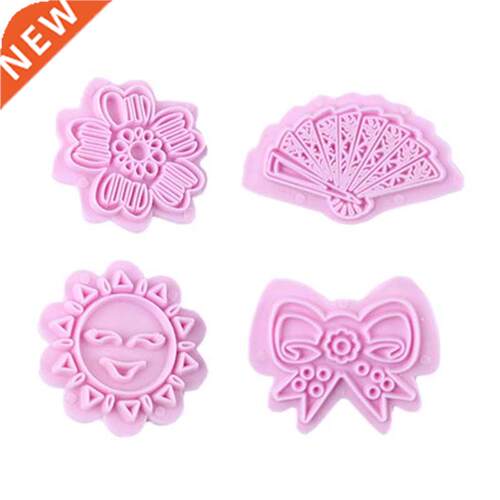 Flower Fan Bowknot Shape Biscuit Embossing Fondant Baking