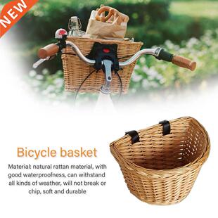 Wicker Hand Woven Bicycle Front Handlebar Basket Bike Cargo