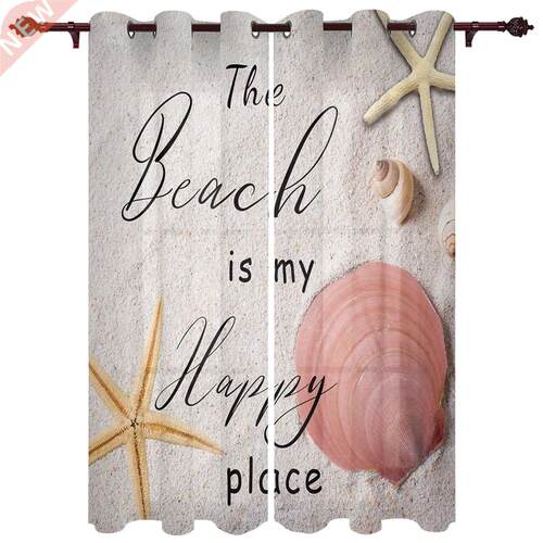Beach Sea Shell Starfish Window Curtains Kitchen Bedroom