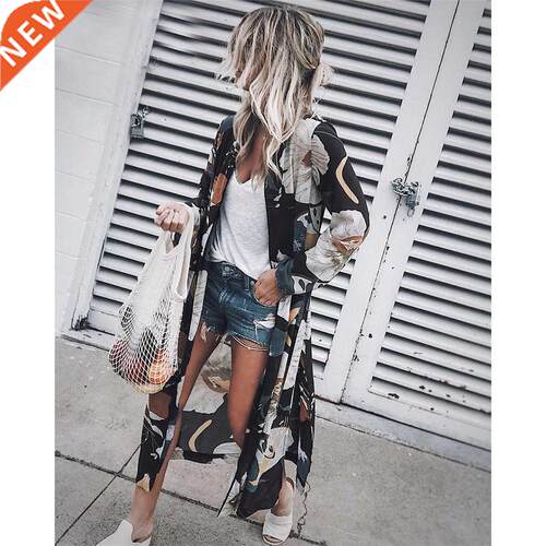 Women Printed Chiffon cardigan kimono beach blouse sunscreen