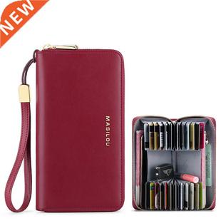 Women's Long Zipper Wallet Genuine Leather Wallets for Women