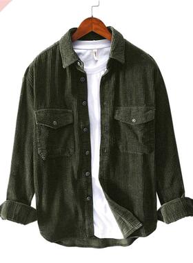 Vintage Men Shirt 2022 Spring Autumn Casual Solid Color Long