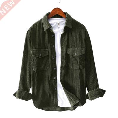 Vintage Men Shirt 2022 Spring Autumn Casual Solid Color Long