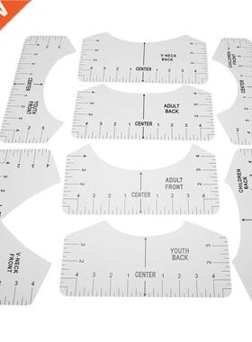 8 Peces T-Shrt Gude Ruler V-Neck Algnment Tool T-Shrt D