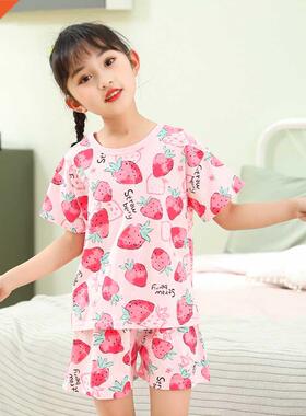 Girl Pajamas 2 4 8 10 Years Summer Cotton Sleepwear Suits Pi