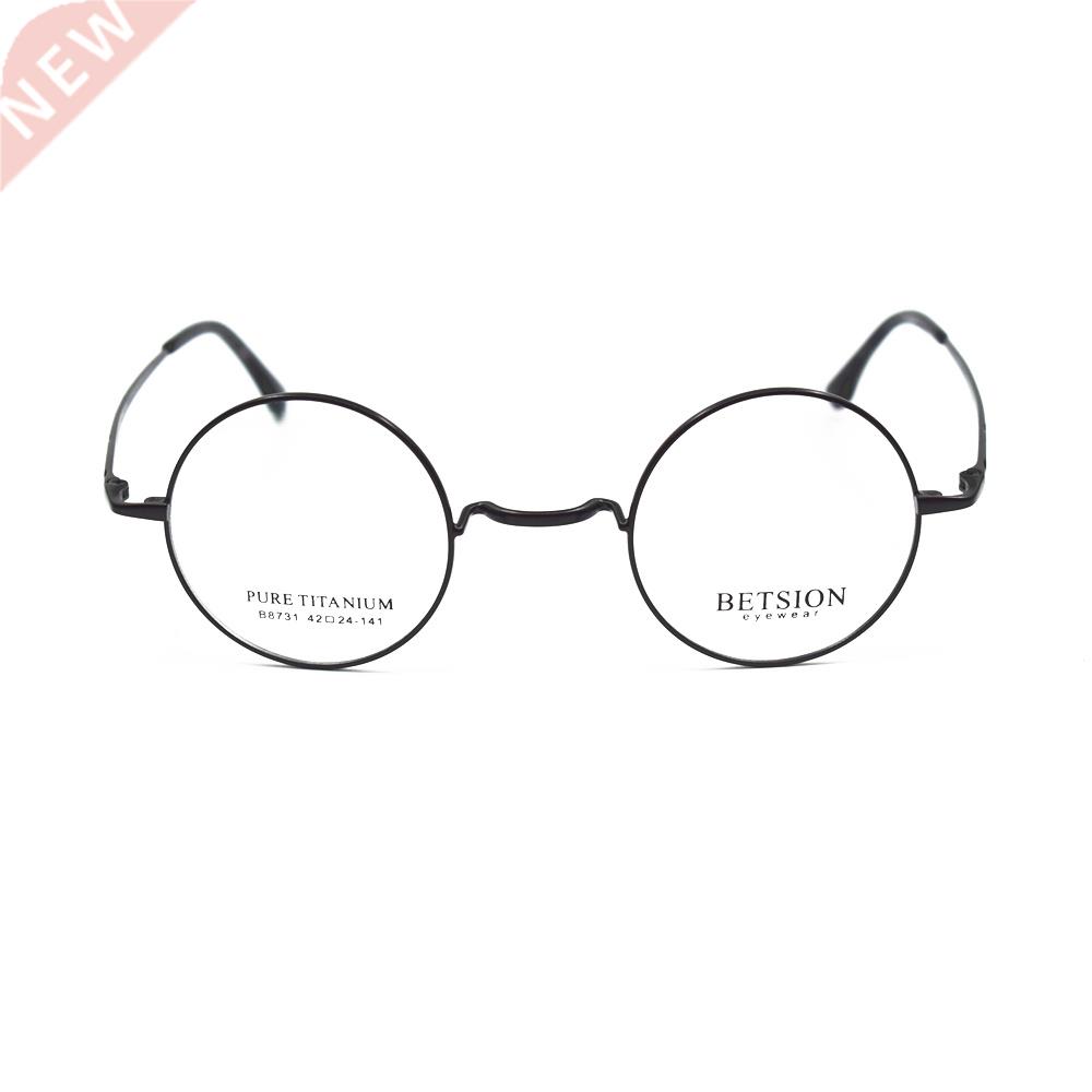 BETSION Titanium Glasses Vintage small Round 42 44mm Eyeglas