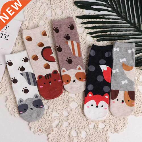 SP&CITY 5 Pairs Cartoon Kawaii Women Short Socks Cute An