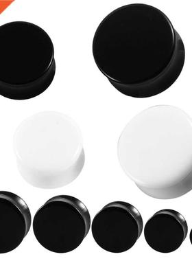 1Pair Acrylic Black and White E Plugs Tunnels E Expande