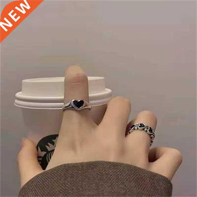 Heart Rings For Women Punk Girl Hip Hop Jewelry Korea Vintag
