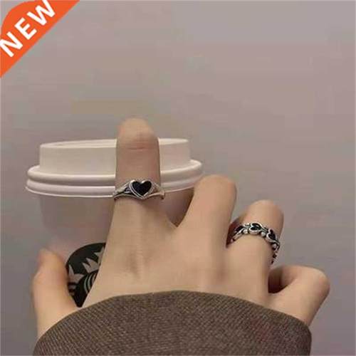 Heart Rings For Women Punk Girl Hip Hop Jewelry Korea Vintag