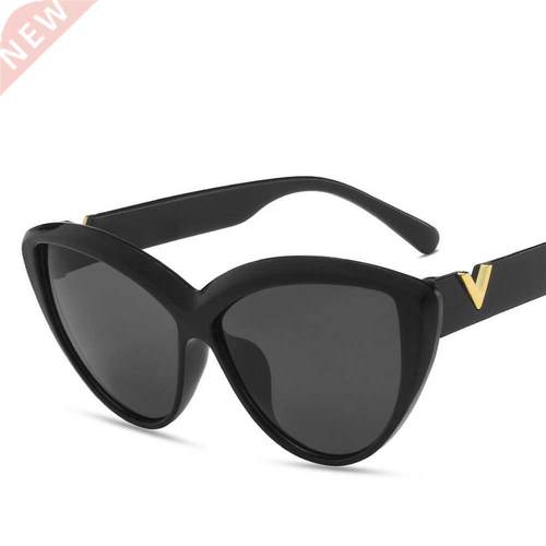 2022 V Decoration Cat Eye Sunglasses For Women Vintage Gradi