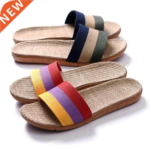 Suihyung Summer Flax Slippers Women Men Casual Linen Slides