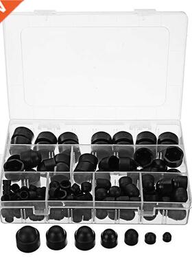 145Pcs Black Nut Bolt Cover Hexagonal Bolt Cap Rubber Cap M4