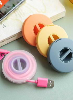 Portable Round Cable Winder Storage Box Rotatable Cellphone
