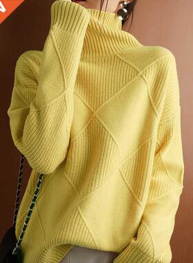 Cashmere sweater women turtleneck sweater pure color knitted
