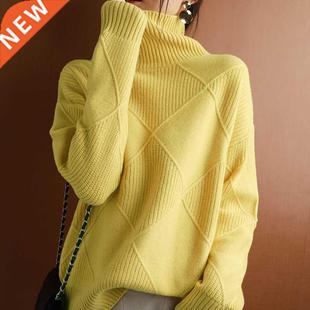 Cashmere sweater women turtleneck sweater pure color knitted