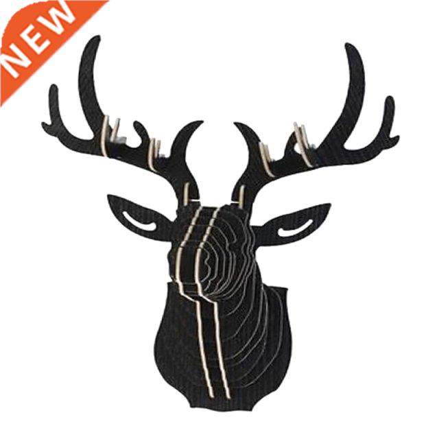 3D Wood Carvng Deer Head Decoraton Wall And Hook Door Neck