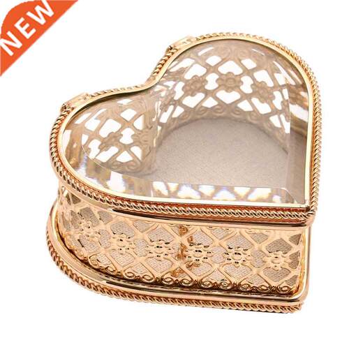 Heart Shape Box Glass Jewelry Storage Box Ring Necklace