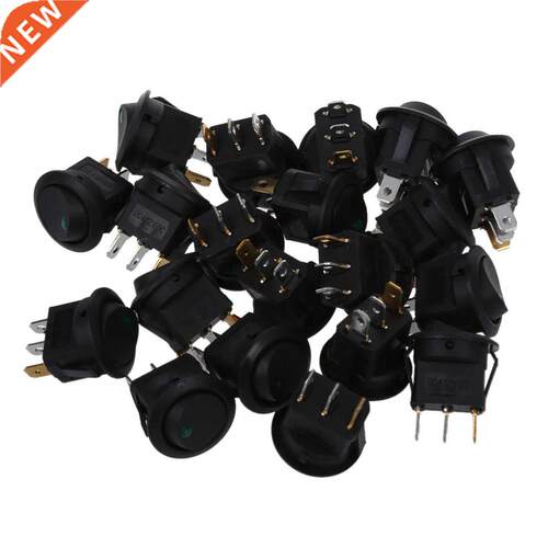 20 Mini Round Green LED Rocker Indicator Switch 3 Pin On-Off
