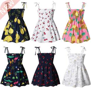 1-6 Y Children Girls Sleeveless Flower Print Sundress Kids C