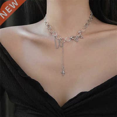 ndy Butterfly Tassel Necklace Hollow Clavicle Chain Simple L