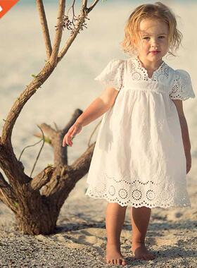 Girls clothes summer 2021 girls cotton lace dress for kids c