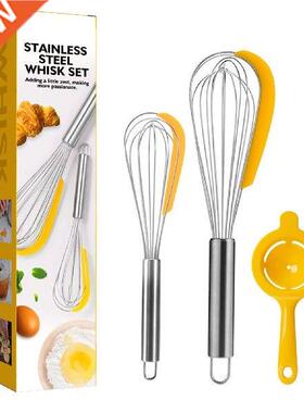 3pc Stainless Steel Balloon Wire Whisk Manual Egg Beater