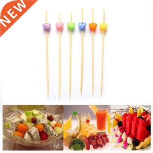100Pcs Pearl Cocktail Picks Wooden Toothpick Skewer Snack Fo