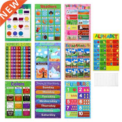 10pcs Educational Preschool Posters Charts For Preschoolers