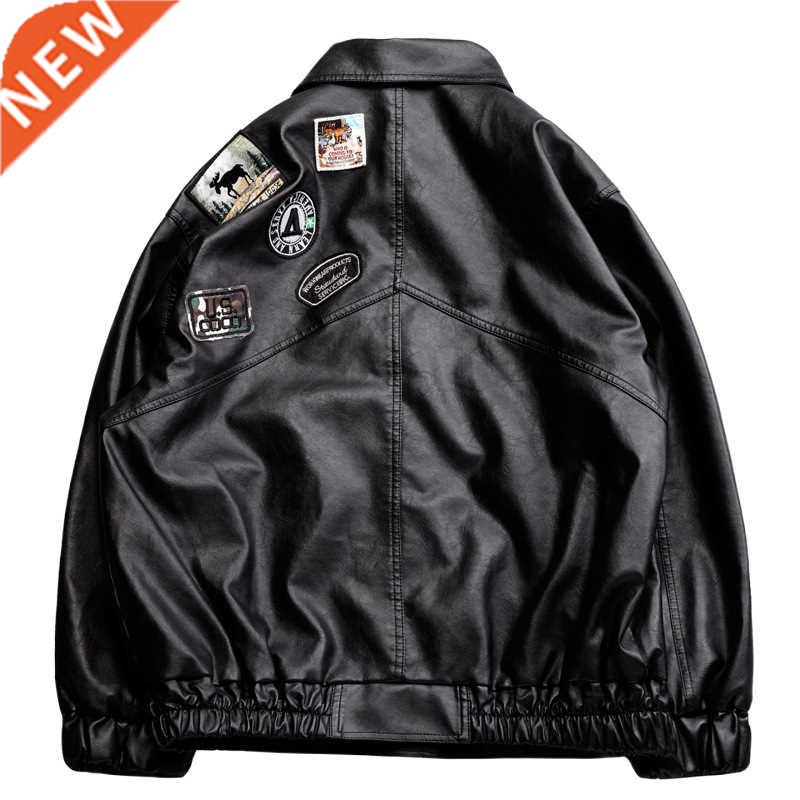 Leather Jacket Men Autumn Fleece Motorcycle PU Leahter Jacke