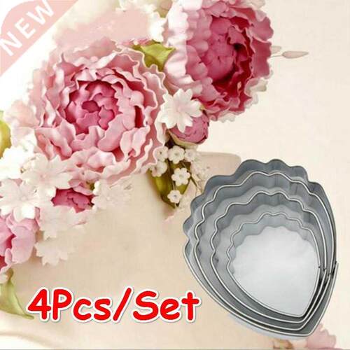 4PCS/Set Flower Mould Cutter Fondant Peony Flower Moulds