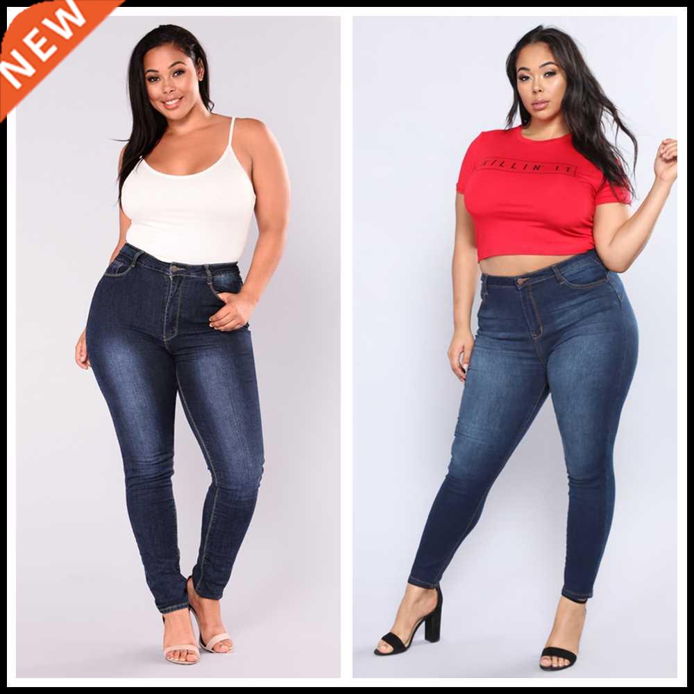 New Plus Size Jeans For Women High Waist Stch Jeans Casual D