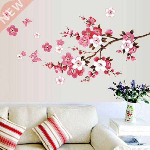 Removable 3D Beautiful Blossom Flower Butterfly Wall Paper
