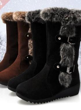 New Winter Women Boots Casual Warm Fur Mid-Calf Boots shoes