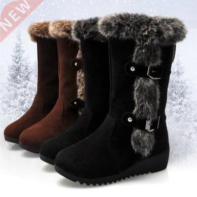 New Winter Women Boots Casual Warm Fur Mid-Calf Boots shoes