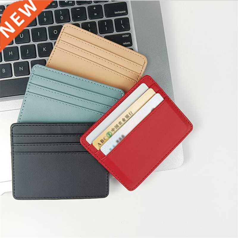 1Pc Pu Leather ID Card Holder Candy Color Bank Credit Card B
