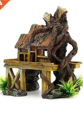 Aquarum Decoraton Artfcal Fsh Reptle House Shelter F