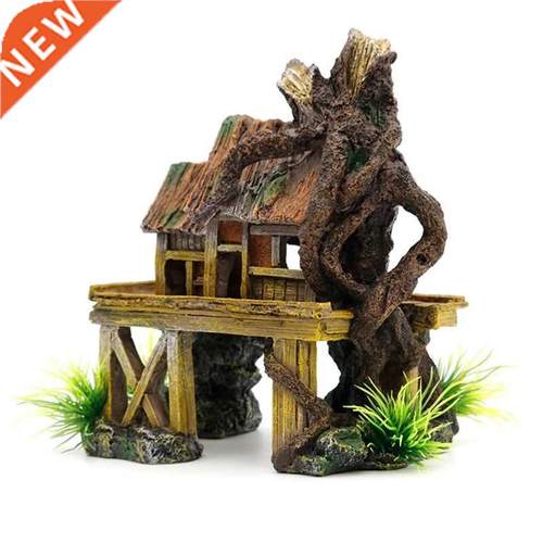 Aquarum Decoraton Artfcal Fsh Reptle House Shelter F