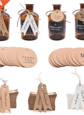 100Pcs Kraft Paper Thank You Hang Tag Handmade Gft Tag Labe