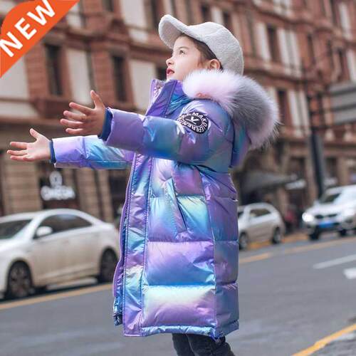 2022 Winter Down Jacket For Girls Coat Waterproof Shiny Hood
