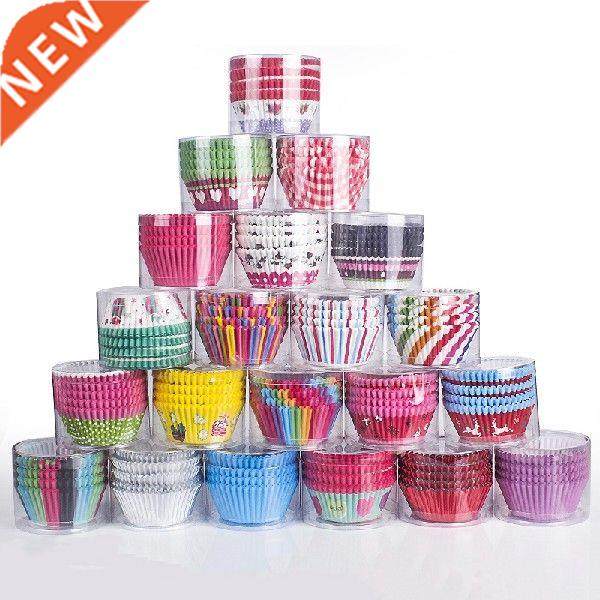 100Pcs Color Printing Muffin Cups Paper Cake Trays