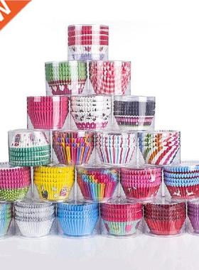 100Pcs Color Printing Muffin Cups Paper Cake Trays