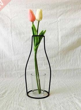 Faroot Iron Wall Hanging Shelf Glass Flower Vase Holder Home