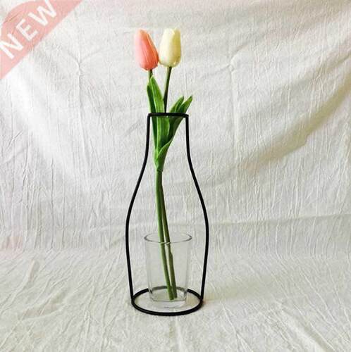 Faroot Iron Wall Hanging Shelf Glass Flower Vase Holder Home