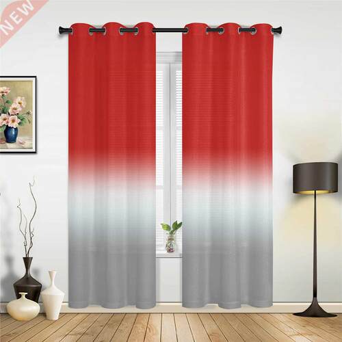 Red White Gradient Window Curtains for Living Room Kitchen