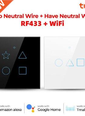 1/2//4 gang TUYA WiFi+4MHZ Smart Touch Switch Home Wall